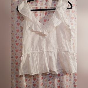 Abercrombie & Fitch White Ruffled Blouse
